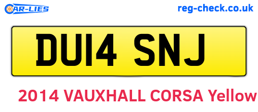 DU14SNJ are the vehicle registration plates.