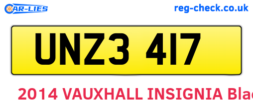 UNZ3417 are the vehicle registration plates.