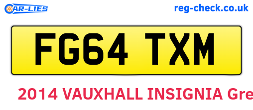 FG64TXM are the vehicle registration plates.