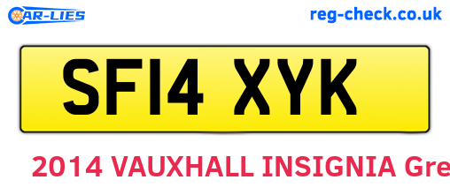 SF14XYK are the vehicle registration plates.
