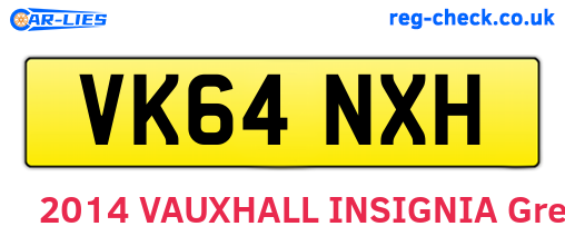 VK64NXH are the vehicle registration plates.