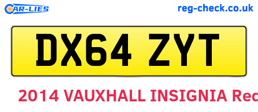 DX64ZYT are the vehicle registration plates.