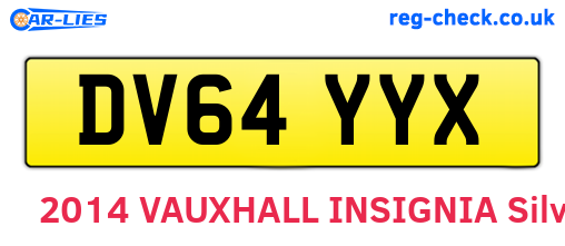 DV64YYX are the vehicle registration plates.