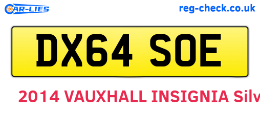 DX64SOE are the vehicle registration plates.