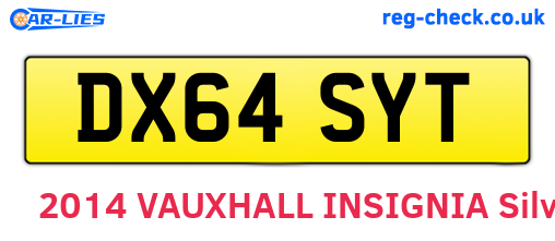 DX64SYT are the vehicle registration plates.