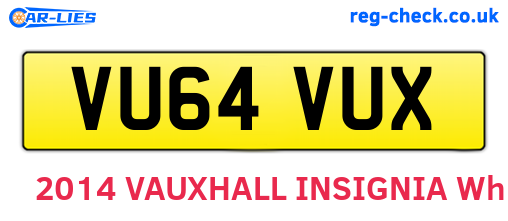 VU64VUX are the vehicle registration plates.