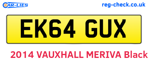EK64GUX are the vehicle registration plates.