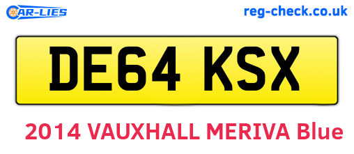 DE64KSX are the vehicle registration plates.