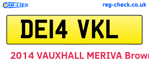 DE14VKL are the vehicle registration plates.