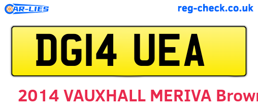 DG14UEA are the vehicle registration plates.