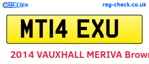 MT14EXU are the vehicle registration plates.