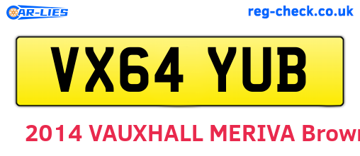 VX64YUB are the vehicle registration plates.