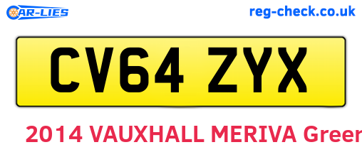 CV64ZYX are the vehicle registration plates.