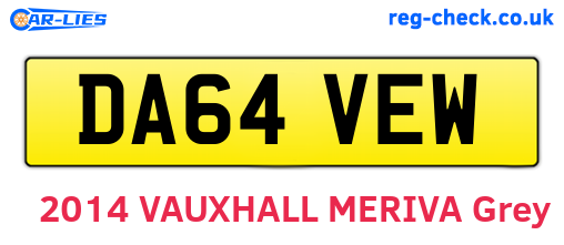 DA64VEW are the vehicle registration plates.