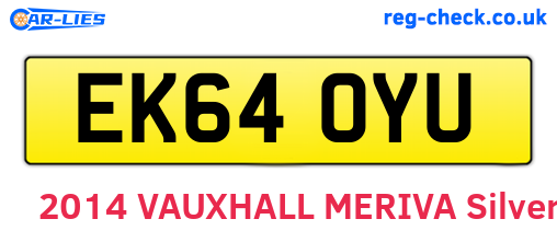 EK64OYU are the vehicle registration plates.
