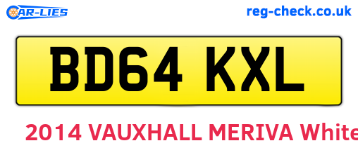 BD64KXL are the vehicle registration plates.