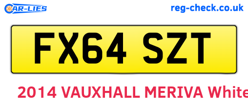 FX64SZT are the vehicle registration plates.