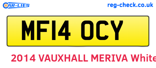 MF14OCY are the vehicle registration plates.
