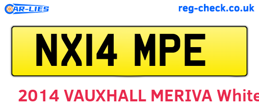 NX14MPE are the vehicle registration plates.