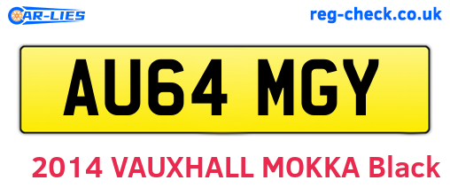 AU64MGY are the vehicle registration plates.