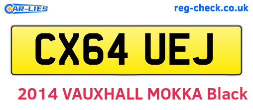 CX64UEJ are the vehicle registration plates.