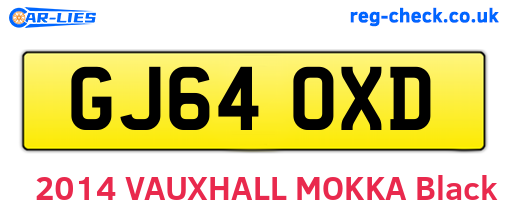 GJ64OXD are the vehicle registration plates.