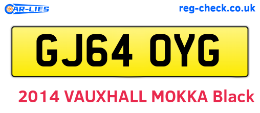 GJ64OYG are the vehicle registration plates.