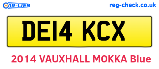 DE14KCX are the vehicle registration plates.