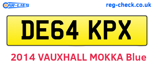 DE64KPX are the vehicle registration plates.