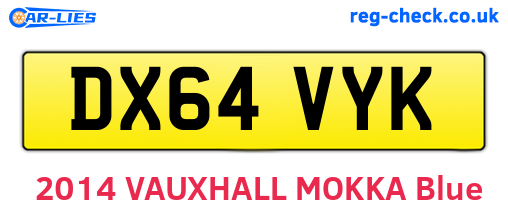 DX64VYK are the vehicle registration plates.