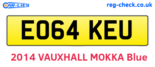 EO64KEU are the vehicle registration plates.