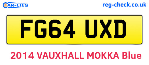 FG64UXD are the vehicle registration plates.