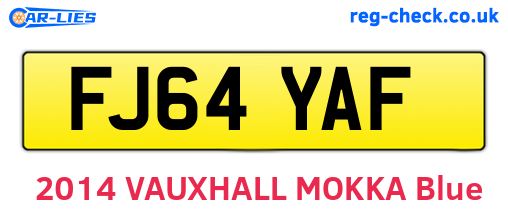 FJ64YAF are the vehicle registration plates.