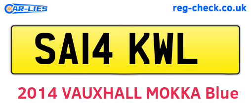 SA14KWL are the vehicle registration plates.