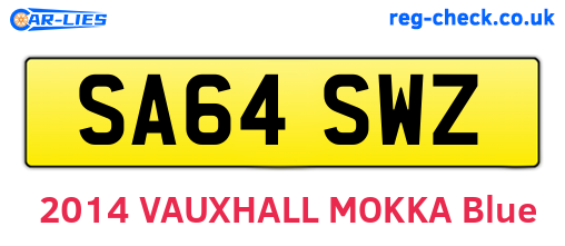 SA64SWZ are the vehicle registration plates.