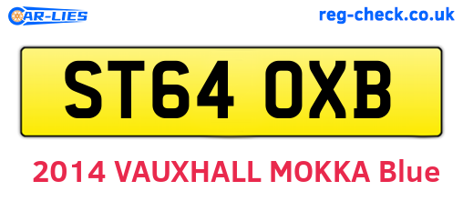 ST64OXB are the vehicle registration plates.