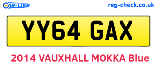 YY64GAX are the vehicle registration plates.