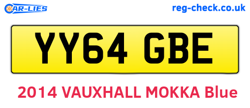 YY64GBE are the vehicle registration plates.