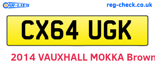 CX64UGK are the vehicle registration plates.