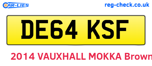 DE64KSF are the vehicle registration plates.
