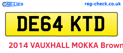DE64KTD are the vehicle registration plates.