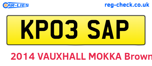 KP03SAP are the vehicle registration plates.