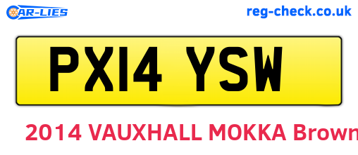 PX14YSW are the vehicle registration plates.