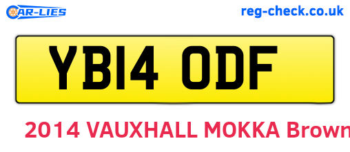 YB14ODF are the vehicle registration plates.