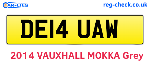 DE14UAW are the vehicle registration plates.