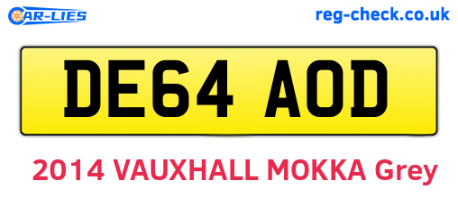 DE64AOD are the vehicle registration plates.