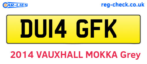 DU14GFK are the vehicle registration plates.