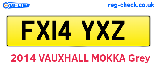 FX14YXZ are the vehicle registration plates.