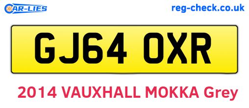 GJ64OXR are the vehicle registration plates.