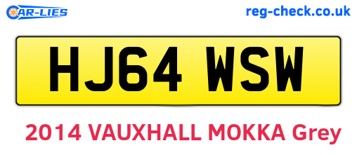 HJ64WSW are the vehicle registration plates.
